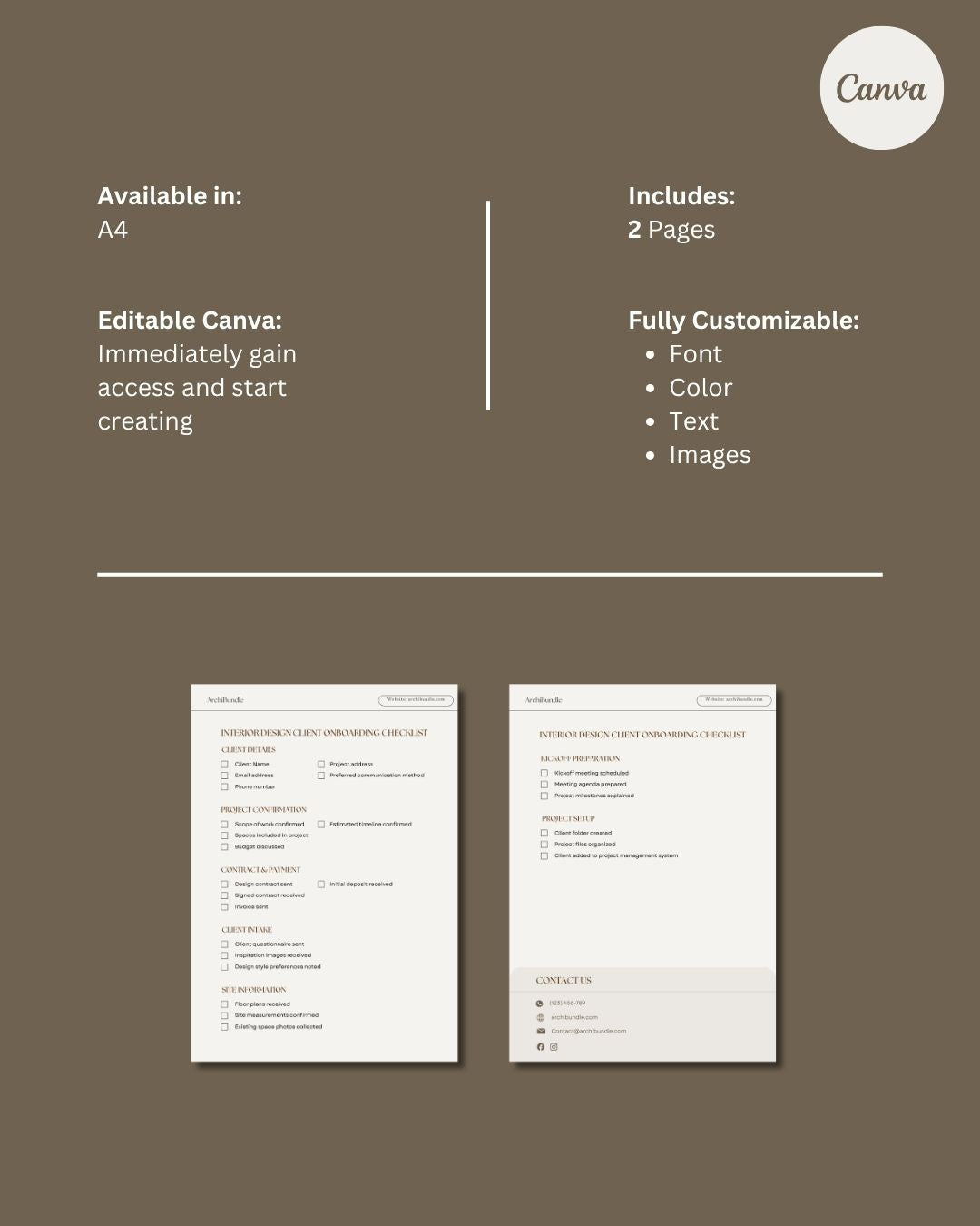 Client Onboarding Checklist | Interior Design Editable Template