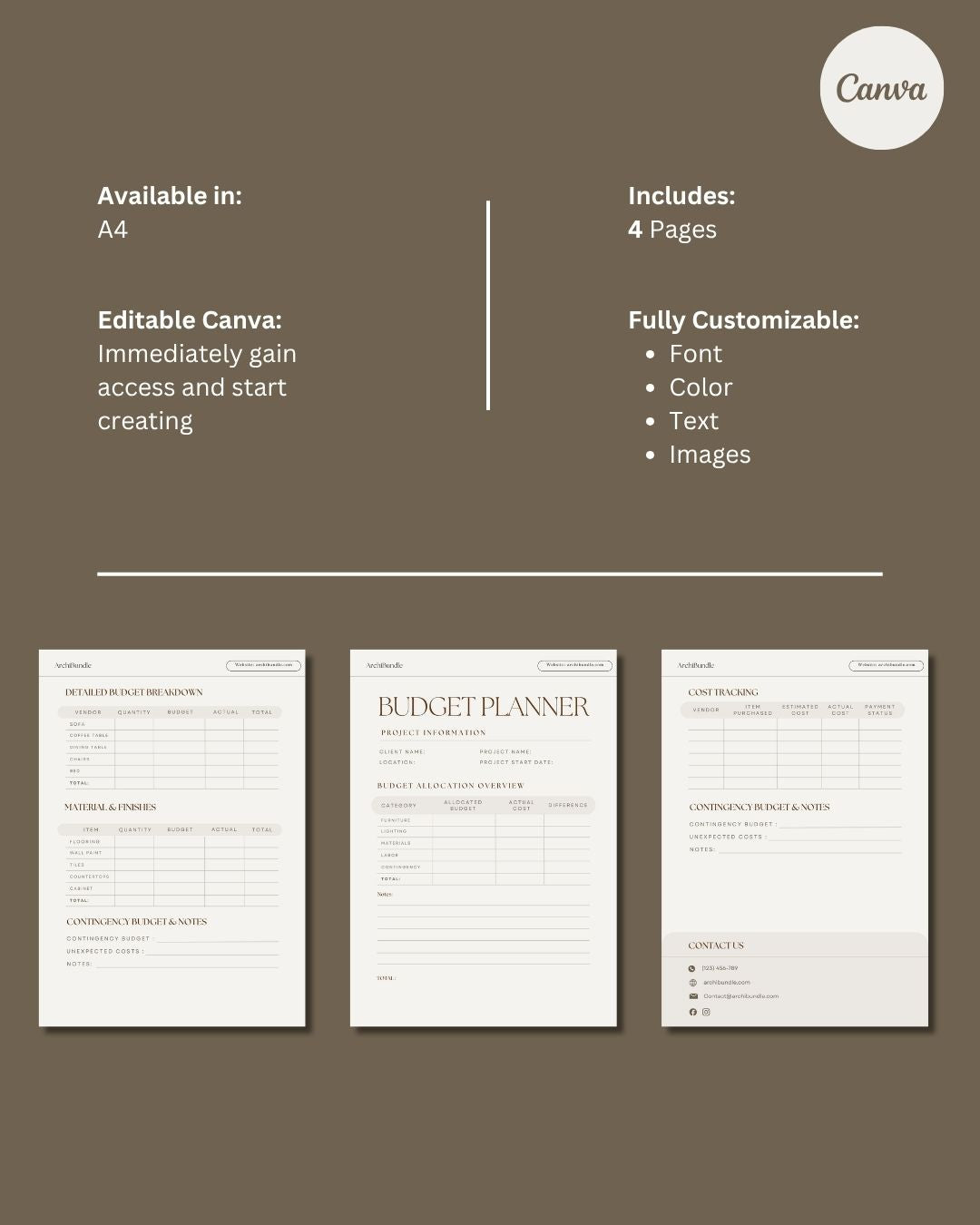 Budget Planner | Interior Design Editable Template
