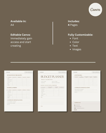 Budget Planner | Interior Design Editable Template