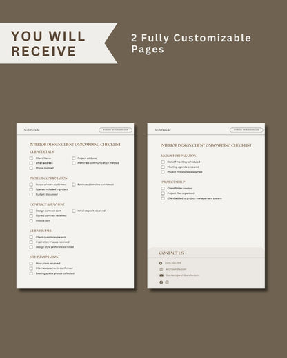 Client Onboarding Checklist | Interior Design Editable Template