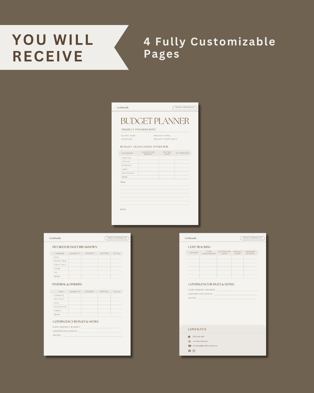 Budget Planner | Interior Design Editable Template