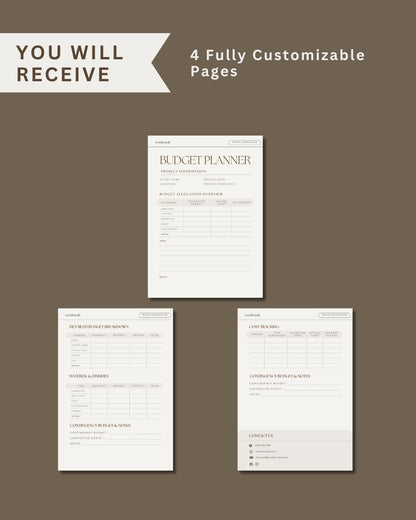 Budget Planner | Interior Design Editable Template
