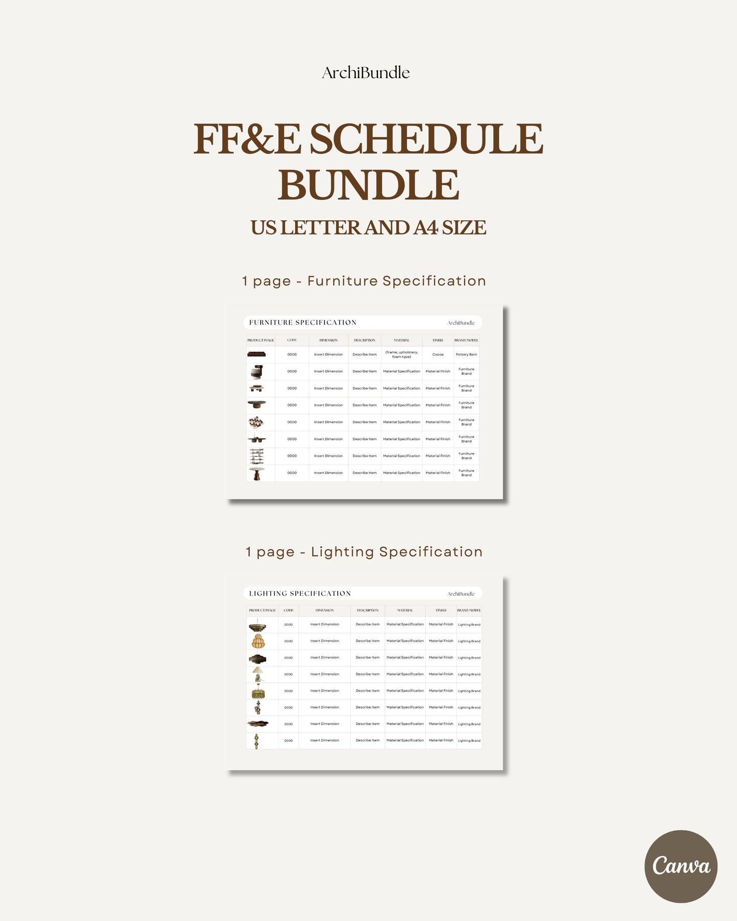 FF&E Schedule (Furniture, Fixtures & Equipment SCHEDULE TEMPLATE)