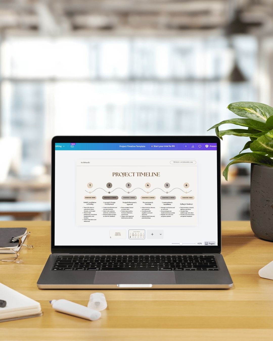 Project Timeline | Interior Design Editable Template