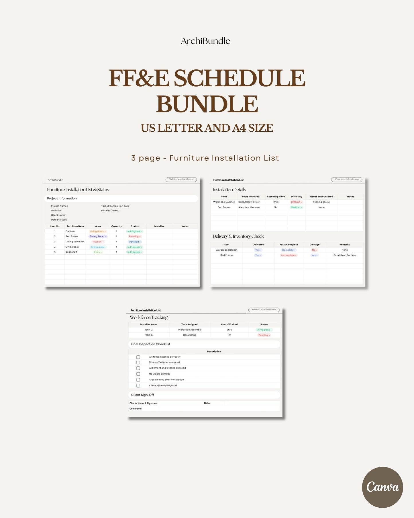 FF&E Schedule (Furniture, Fixtures & Equipment SCHEDULE TEMPLATE)
